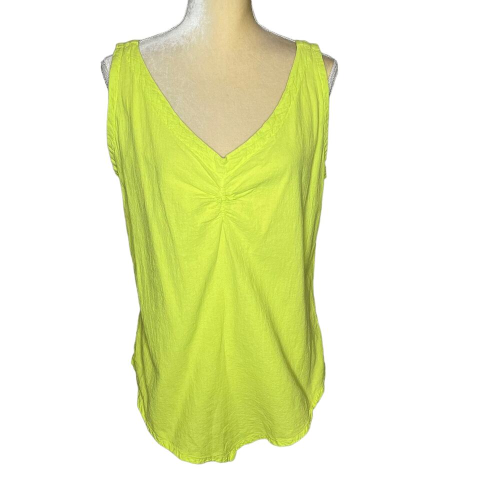 Maria De Guadalajara Yellow Neon Sleeveless Cotton Top Blouse Size Large